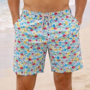 Johnnie O Flamingo Swim Trunks Mens XL Pipeline Pockets Lined Colorful